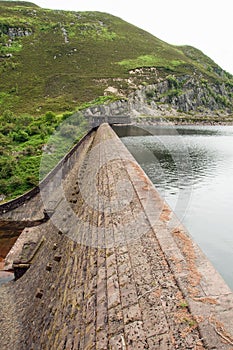 Dam front near the town of Rhayader in the Elan valley of Wales.