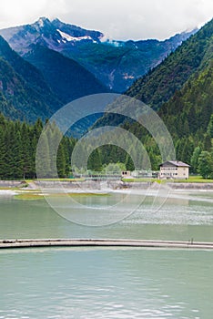 Dam of Genova valley in Trentino Alto Adige between mountains