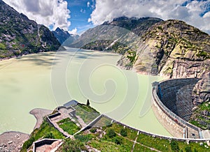 Dam on the Grimselsee reservoir on the top of Grimselpass.