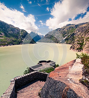 Dam on the Grimselsee reservoir on the top of Grimselpass