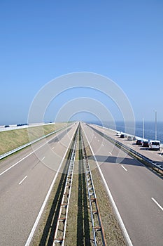 Dam through the Ijsselmeer,Netherlands