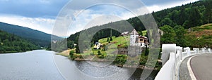 The dam Labska prehrada and hydropower station in Spindleruv Mlyn on the river Elbe Labe in Giant Mountains Krkonose