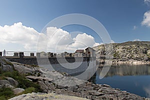 Dam at Lago della Vacca in Brescia Province, Lombardy, Italy photo