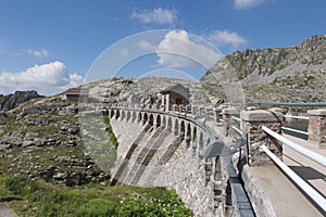 Dam at Lago della Vacca in Brescia Province, Lombardy, Italy photo