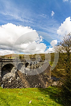 Dam of the lake Llyn Vyrnwy reservoir, Oswestry,  North Wales