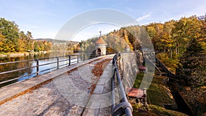 Dam in Liberec Harcov in autumn time