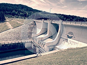 Dam on Lipno lake, main weir on popular dam on Vltava river