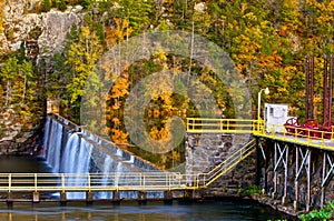 Dam on New River at Fries, Virginia in Autumn