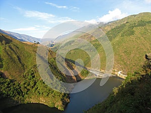 Dam and reservoir on the Santo Domingo river in the Andes mountains of Venezuela