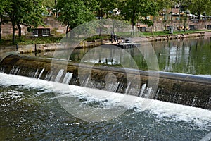 Dam at the River Pegnitz in the Old Town of Nuremberg, Franconia, Bavaria