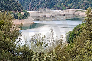 Dam in the Sau Reservoir, Catalonia, Spain