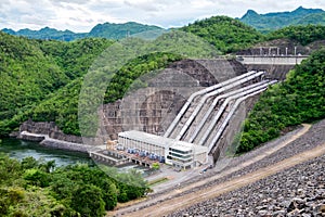 Dam srinakarin power plant on hill at kanchanaburi