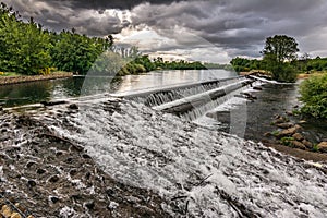 Dam of the Tera River on its way through Camarzana de Tera in Zamora Spain