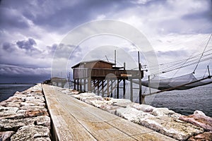 Dam and Trabucchi. Chioggia, Venice. Italy