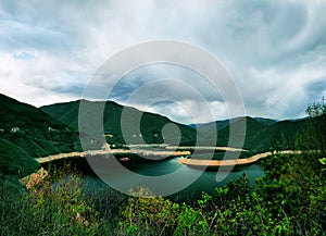 Dam Vacha in Rhodopi mountain, Bulgaria photo