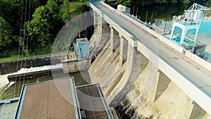 Dam wall and dam lake from above in Brno, Czech Republic