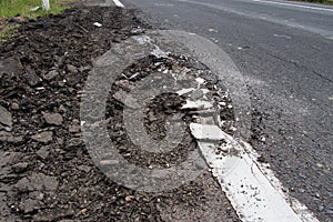 Damage of asphalt road