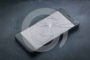 Damage broken smartphone with broken glass