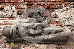 Damage buddha statue in wat mahathat temple, Thailand