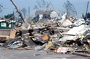 Damage and destruction from a tornado