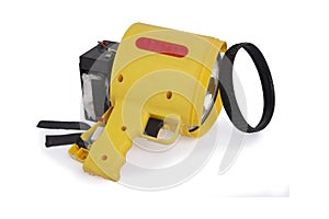 Damage flashlight on white background