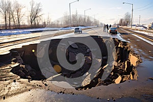 damage in the form of a hole on the road or highw