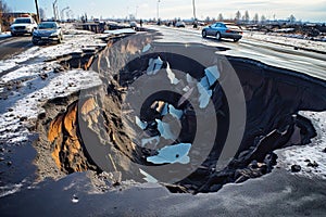 damage in the form of a hole on the road or highw