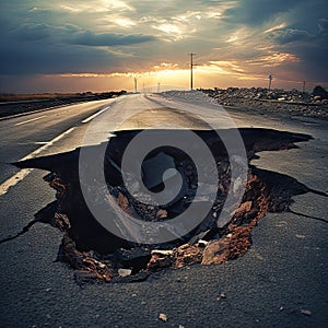 damage in the form of a hole on the road or highw