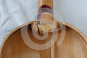 Damage inside of a violin, broken blocks