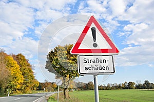 Damage roads germany traffic sign