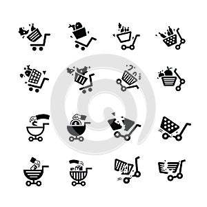 Damage Shopping cart and hand icons.