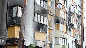 Damage to a house a year after the missile attack, Irpin, Ukraine