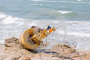 Damage unused sea buoy abandoned
