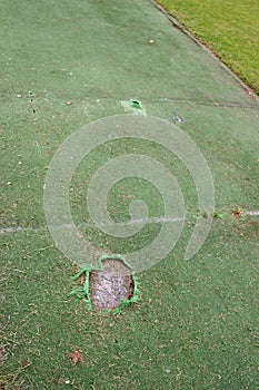 Damaged artificial cricket wicket