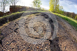 damaged asphalt road