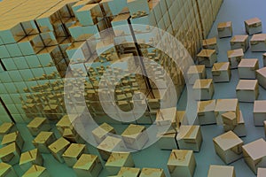 Damaged assembling of gold blocks