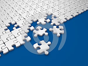 Damaged assembling of puzzle. 3D Illustration photo