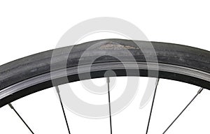 A damaged bike tire