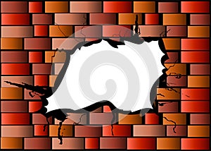 Damaged brick wall