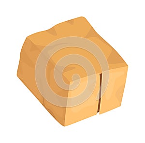 Damaged and broken cardboard box flat icon Paper packaging for parcel