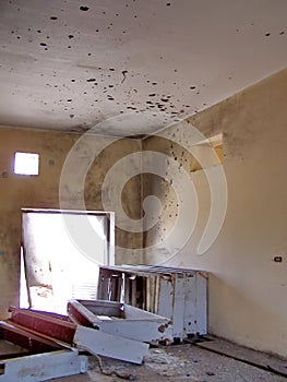 Damaged building on a base in Iraq