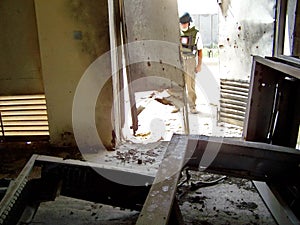 Damaged building on a base in Iraq