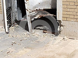 Damaged building on a base in Iraq