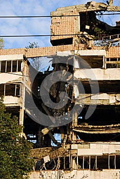 Damaged building Belgrade, Serbia