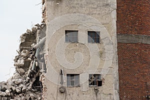 damaged building detail before full destruction