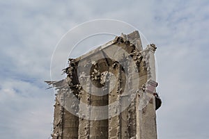 damaged building detail before full destruction