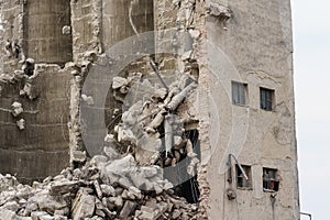 damaged building detail before full destruction