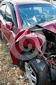 Damaged car after the accident