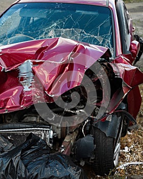 Damaged car after the accident