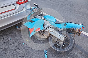 Damaged in a car accident motorbike